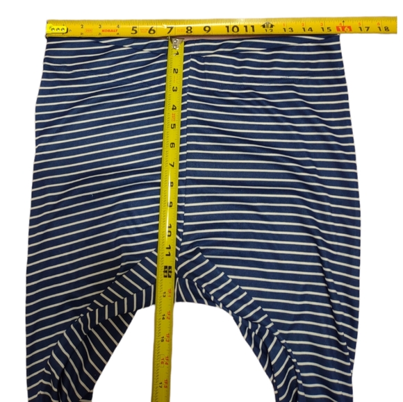 Mud Pie Womens Sz Large Navy Blue & White Stripe Leggings - Picture 4 of 9